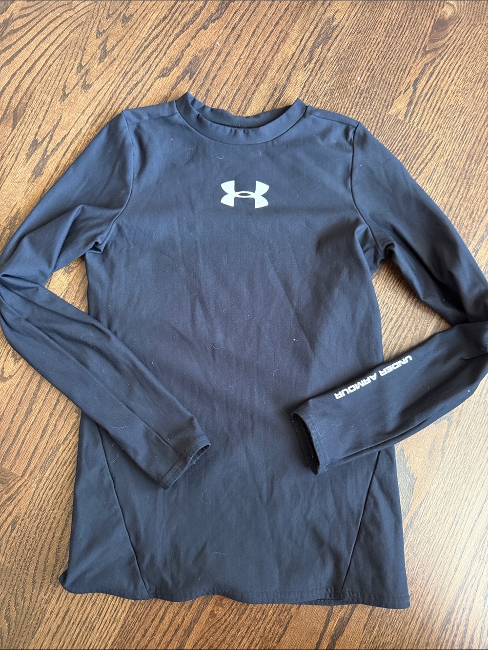 Under Armour Black Long Sleeve Performance Tee with White Logo